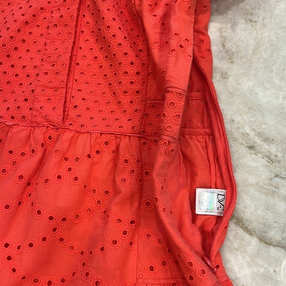 Diane von Furstenberg Skylar Coral Pink Eyelet Shirt Dress Size 6 - Picture 11 of 16